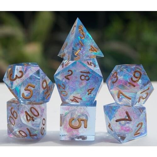 New Handmade Dnd dice set Transparent Sharp Corner Polyhedral Dice 7pcs/Set rpg dice dadi dados rol D4 D6 D8 D10 D12 D20