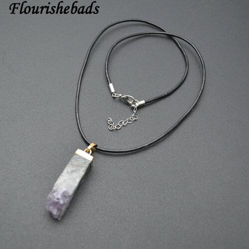 Natural Drusy Amethyst Square Strip Stone Pendant Fashion Crystal Healing Jewelry