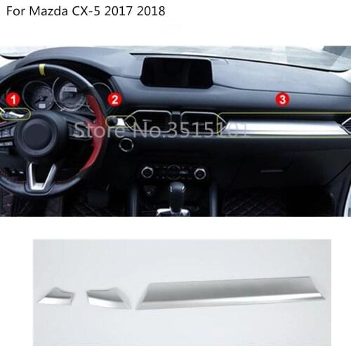 Car Cover Detector Trim ABS Chrome Glove Box Middle Console Control Dashboard Panel 3pcs For Mazda CX-5 2017 2018 2019 2020