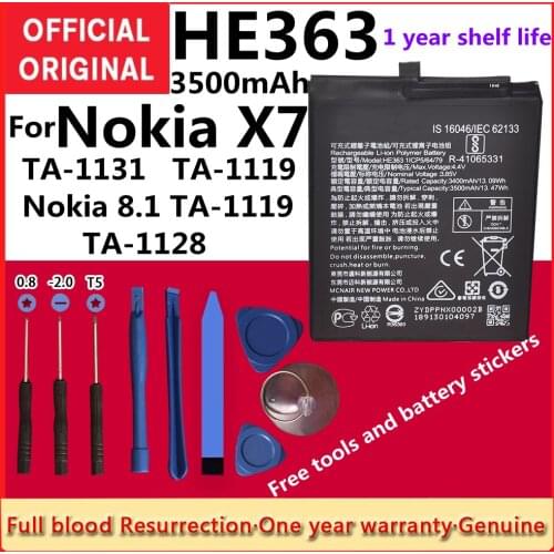 Original HE363 3500mAh Battery for Nokia X7 TA-1131 TA-1119/Nokia 8.1 TA-1119 TA-1128 HE 363 Batteries Bateria +Tracking +Tools