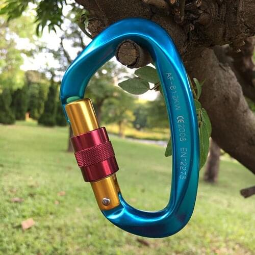Professional Rock Climbing Carabiner 25KN D-Shape Screw Gates Lock Aluminum Alloy Mountaineer Outdoor Equipment X495D