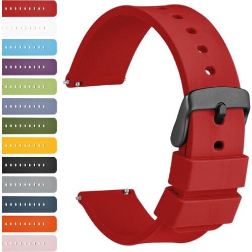 WOCCI 14mm 18mm 20mm 22mm 24mm Silicone Watchband for Men Women Quick Release Bracelet Strap with Stainless Buckle