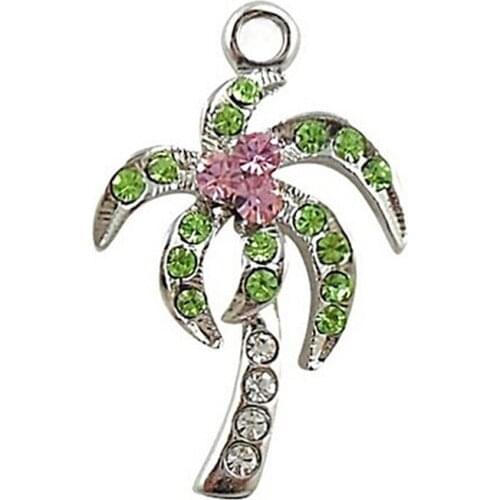 Diy Jewelry Making Summer Beach Jewelry Fashion Silver Rhinestone Crystal Palm Tree Charms & Pendants