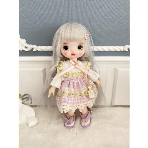 16cm Wig BJD Doll Movable Joints Cute Face DIY Bjd Dolls with Big Eyes Bjd Toys Gifts for Girl Handmand Toy