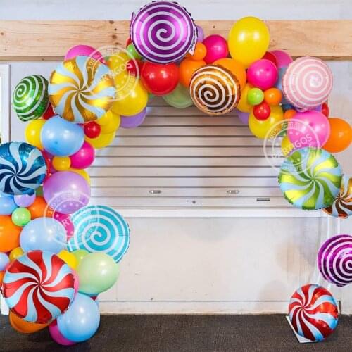 10pcs/lot colorful candy foil balloons 18 inch round lollipop balls wedding Valentines Day birthday party decoration kids globo