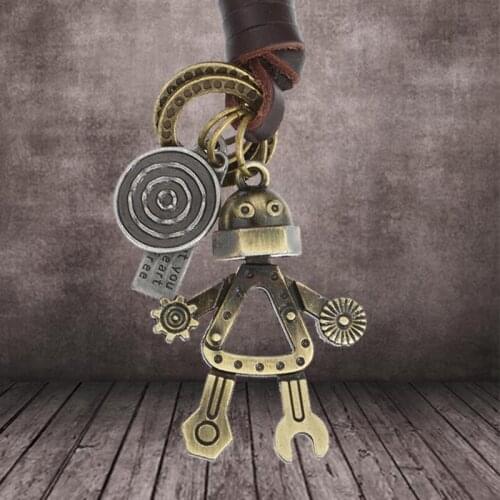 Vintage Leather Robots-Body Keychain Pendant Punk Rock Animal Robot Key Chains For Man Woman Jewelry Gifts