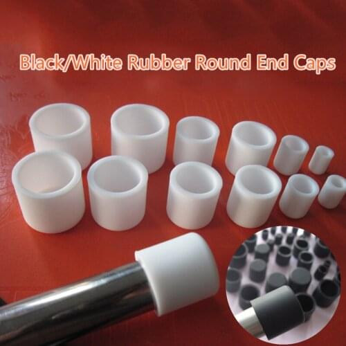 10PCS Black White Rubber Female Caps Round Tube Insert Stoppers Silicone Rubber Round End Caps Pipe Cover Size 2.8-24.7mm