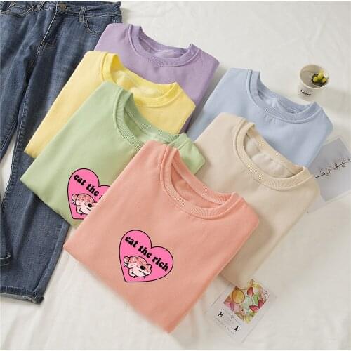 Winter Long Sleeve Sweatshirt Girls Cute Korean Clothes Plain Cotton Hoodies Women Japanese Fashion Pullover Loose Crewneck Coat