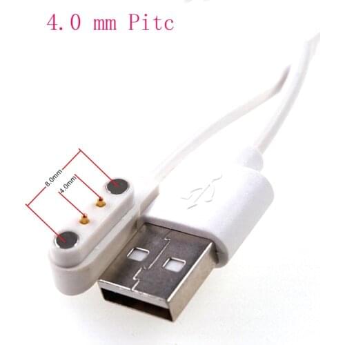 1 pcs Charging cable magnetic Pogo Pin Connector 2 Pin 4.0 mm Pitch Adapter USB A Connector Male 60 cm Length Magnet charge