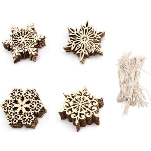 10Pcs Wood Snowflake Christmas Decorations For Home Xmas Tree Hanging Ornaments Decoracion Navidad
