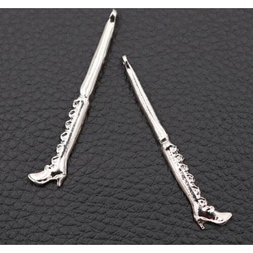 10pcs Silver Plated Fashion Female Style High Heel Boots Pendant Popular Earrings Necklace Charm DIY Metal Jewelry Handmade