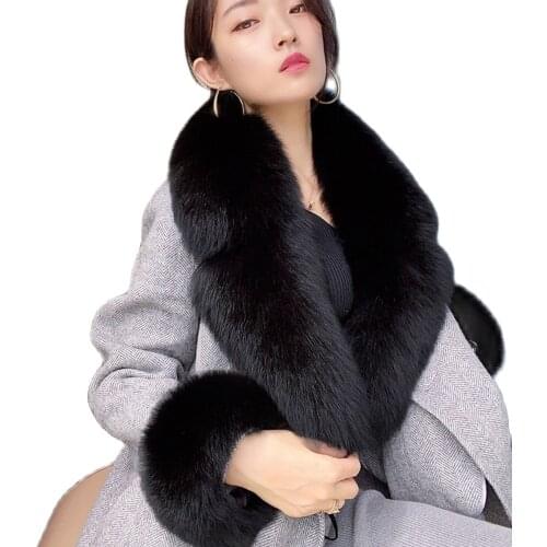 100% leather grass, real fox fur, scarf, suit collar, whole fur coat, fur collar, autumn and winter mens snood, natural animal