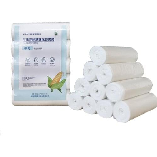 100Pcs Garbage Bags Eco-Friendly Biodegradable Corn Starch Flat Top Type Milky Green Garbage Home Fresh Storage Bag 45*50Cm