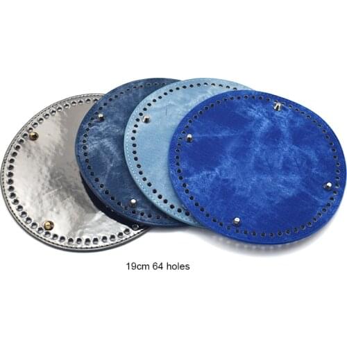 19x19cm Circle Bottom for Bag Bottom with Holes PU Leather Accessories Replacement for Handmade DIY Shoulder Bag Handbag KZBT024