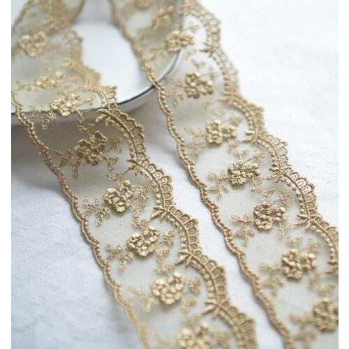 1 Meter 4.5cm Width High End Quality Luxury Dress Lace Gold Champagne African Lace Fabric Free Shipping