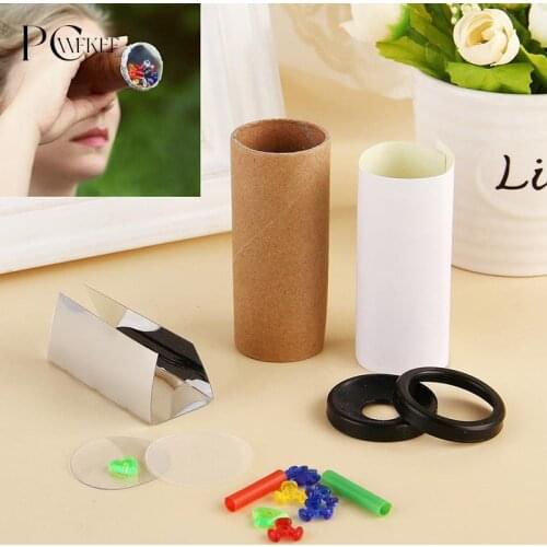 2Set DIY Colored Rotating Kaleidoscope Kits Craft Kid Brain Hands-Eyes Training Science Experiment Educational Childrens Toys