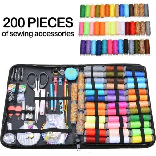 200pcs Sewing Kit Sewing Accessories Sewing Thread Sewing Needles Tool Kit for Sewing Decoration Crafts Clothes Dress Making