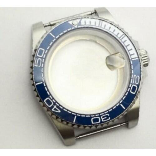 40mm blue ceramic bezel sapphire glass SS Watch Case Fit ETA 2836 DG2813 3804 Miyota 8215 Movement