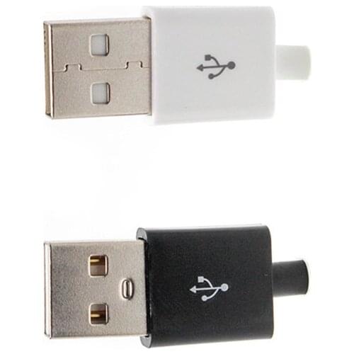 6/12 pieces/batch 2.0 Type A USB male 4Pin square USB connector black and white plastic shell jack tail socket plug terminal DIY