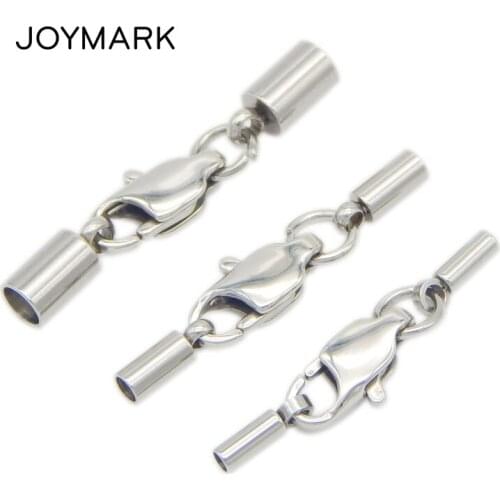 8 Sizes 1.2mm-6mm Hole Stainless Steel Lobster Clasps Rope End Caps Jewelry Findings Accessories BXGC-031