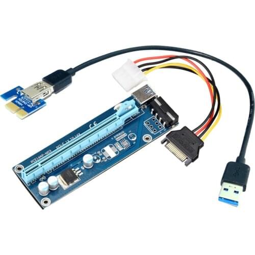 6PCS Miner Machine Extender Riser Card Adapter SATA Power Cable PCI-E 1X turn 16X Extension PCIE USB3.0 for BTC ETH LTC Miners