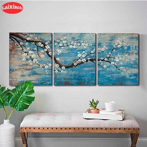 5D DIY Diamond Embroidery Abstract art, flower branches Picture Diamond Painting Cross Stitch Mosaic New Arrival Wall Art3pcs