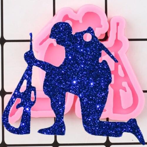 Shiny Soldier Silicone Mold Gun Epoxy Resin Jewelry Making Keychain Molds Polymer Clay Pendant DIY Handmade Charms Mould