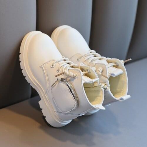 Kids shoes Martin Boots Girls Cool 2021 leather bag childrens shoes British style soft bottom PU leather boots Non-slip