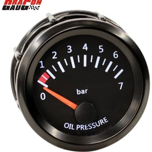 Dragon 2" 52mm Stepper Motor White BackLight Auto Car Oil Pressure Gauge Refit Instrumen 0-7 Bar Meter