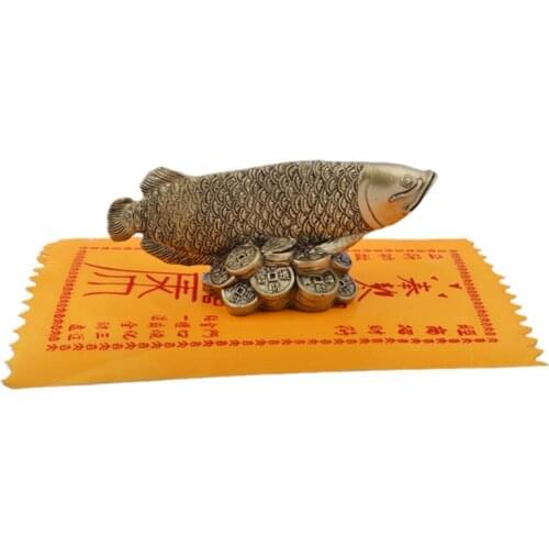 Fengshui Wealth Arowana Fish Lucky Fish Statue Figurine Decoration+Wealth Amulet D1014