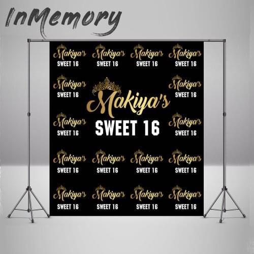 Photography Backdrops Black and Gold Step and Repeat photocall boda Sweet 16th Birthday Photography Backgrounds For Photo Studio