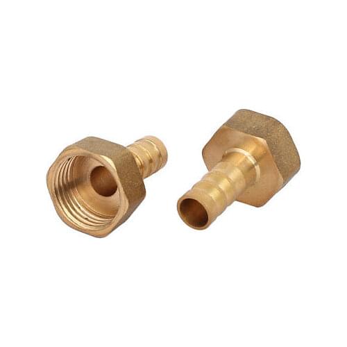 G1/2 Female Thread 10mm Dia Barbed End Brass Hose Barb Fittings Jointers 2pcs