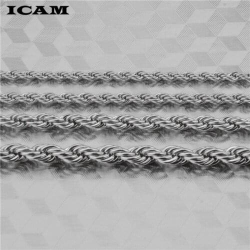 ICAM Hot sale Retail Wholesale silver Necklace Women Man necklace 2mm16,18,20,22,24 inch Twist Rope Chain jewelry accesory