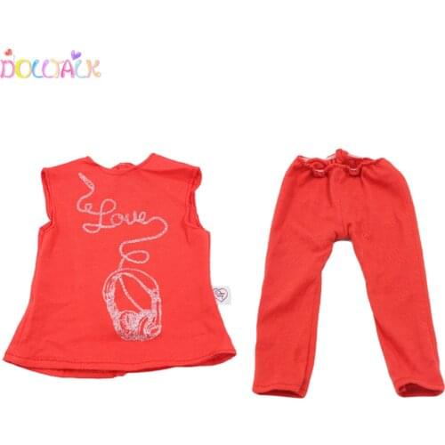 18 Inch Girl Doll Clothes Set For BJD American Blyth Doll Cool LOve letter Headset Sleeveless t-shirt Baby Kid Gift