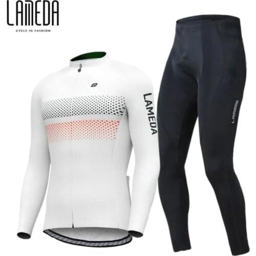 LAMEDA Cycling Jersey Set Spring Summer Mens Cycling Suit Long-Sleeved Tops Long Pants With Gel Pad MTB Road Bike Clothing