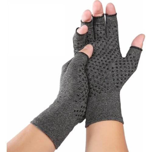 NEW 1 Pair Anti Slip Arthritis Recovery Training Half Finger Compression Gloves