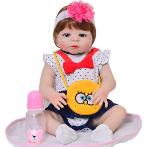 Reborn Real baby full silicone doll 22inch 55cm children fashion doll gift bebe girl reborn bonecas menina can bathe bonecas