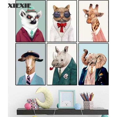 Sloth Giraffe Cat Elephant Cartoon Nordic Posters and Prints Wall Art Canvas Painting Animals Wall Pictures for Kids Room Decor