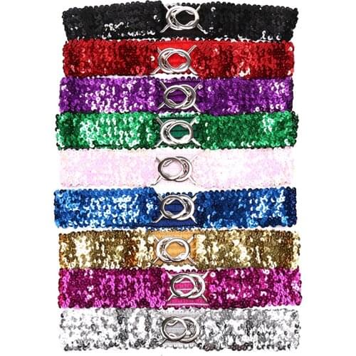 Fashion Women Ladies Elastic Sequin Gold Belt Stretch Belly Wide Waistband Wrap Buckle Corset Costume Cheapest