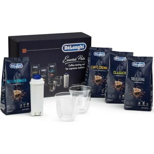 Delonghi set tasting coffee beans Essential + filter + cups cappuccino