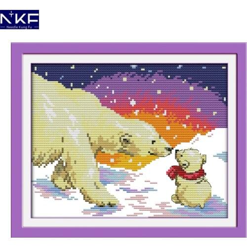 NKF Maternal Love Cross Stitch Handmade Craft Needlework Embroidery Kit Animal Cross Stitching Set for Home Decor