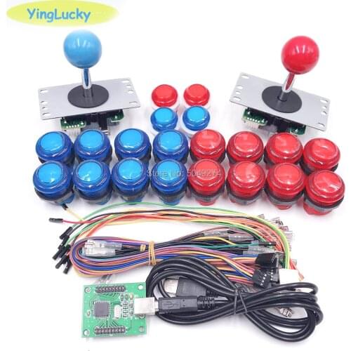 Yinglucky Arcade Kit 5Pin sanwa Joystick 24mm 30mm 5v arcade LED iluminado botones xin mo cero retraso USB Encoder para PC