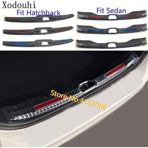 Car Sticker Black Inside Rear Back Bumper Tailgate Pedal Trim Frame Plate Inner Parts Threshold For Ford Focus 2018 2019 2020