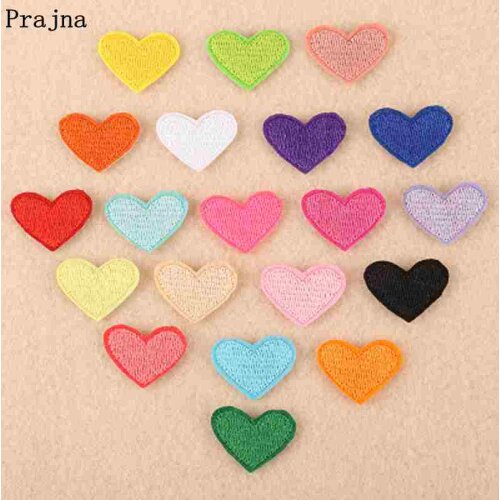 Prajna Little Colorful Heart Patches Embroidered Iron On Patches For Clothing Applique For Kids T-shirt Jacket Badges DIY Decor