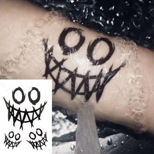 New Black Block Clown Temporary Tattoo Sticker Men Women Body Art Arm Waist Fake Tattoos Waterproof Finger Tatoo 10.5*6cm