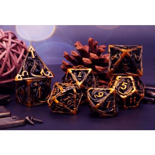 Hollow Colorful Metal Rpg Polyhedral Dnd Dice Set D20 Dungeon and Dragon Dice Black D&d Dice D4 Tabletop Board Games Dice