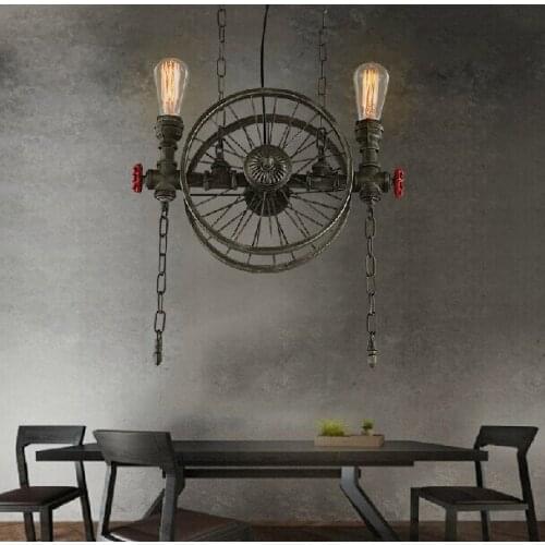 Loft Style Wheel Water Pipe Lamp Edison Pendant Light Fixtures Vintage Industrial Lighting For Dining Room Droplight Lamparas