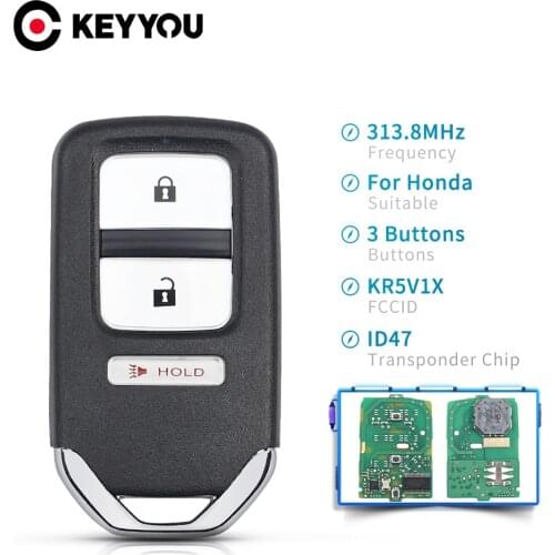 2/5 Pcs Remote Car Key For Honda Fit EX EX-L EX-LN HR-V 2015 2016 2017 Crosstour FCC ID: KR5V1X 313.8MHz 3 Buttons ID47 Chip