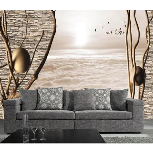 Retro TV backdrop branches Birds 3D space 3d stereoscopic wallpaper papel parede mural wallpaper