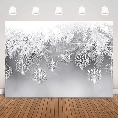 Sliver Winter Snowflake Backdrop Glitter Snow Portrait Background Photo Studio Merry Christmas Party Banner Decorations Props